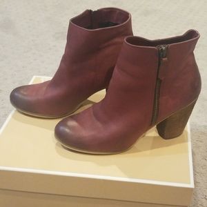 Berry leather booties